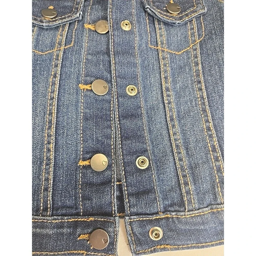 The Children's Place Toddler Girls Denim Jacket Size 3T Patches Fruit Flowers‎